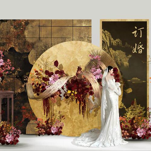 黑金婚礼订婚宴色亮片婚礼效果图psd源文件分层设计素材-1051