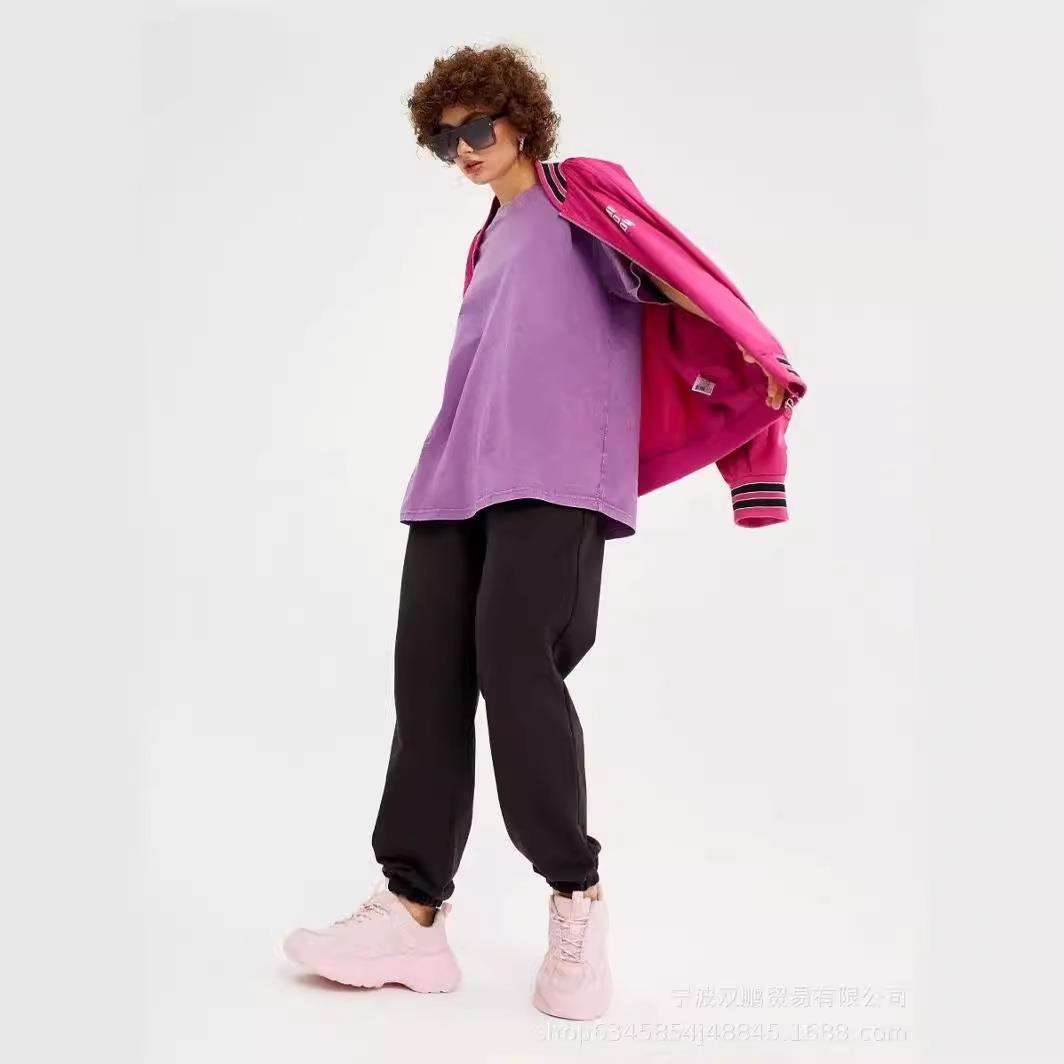 Solid color T-shirt for women washed and distressed batik