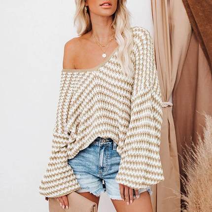 autumn and winter amazons new pullover striped womens