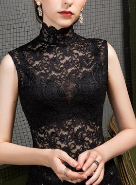 shirt sleeveless ruffle mesh vest fit slim sleeveless shirt