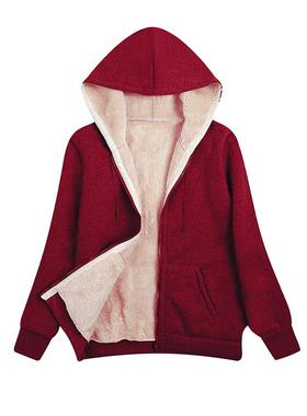Women's Warm Fleece Hooded Sweater Pocket Jacket