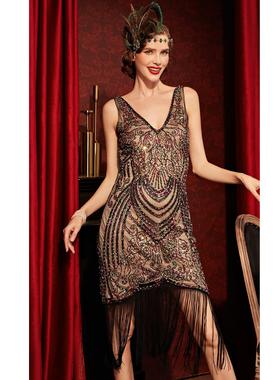 Masquerade V-neck high-end dress party gathering sequined