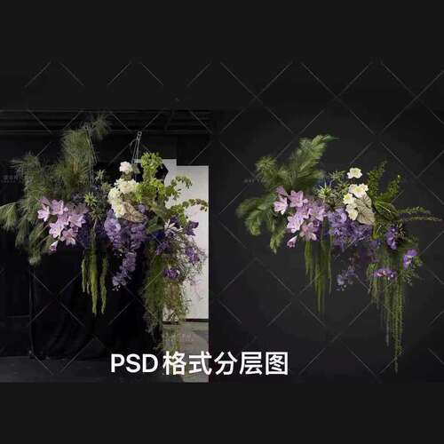 紫绿色婚礼效果图花艺素材小众婚礼自然风花艺婚礼psd分层文件30