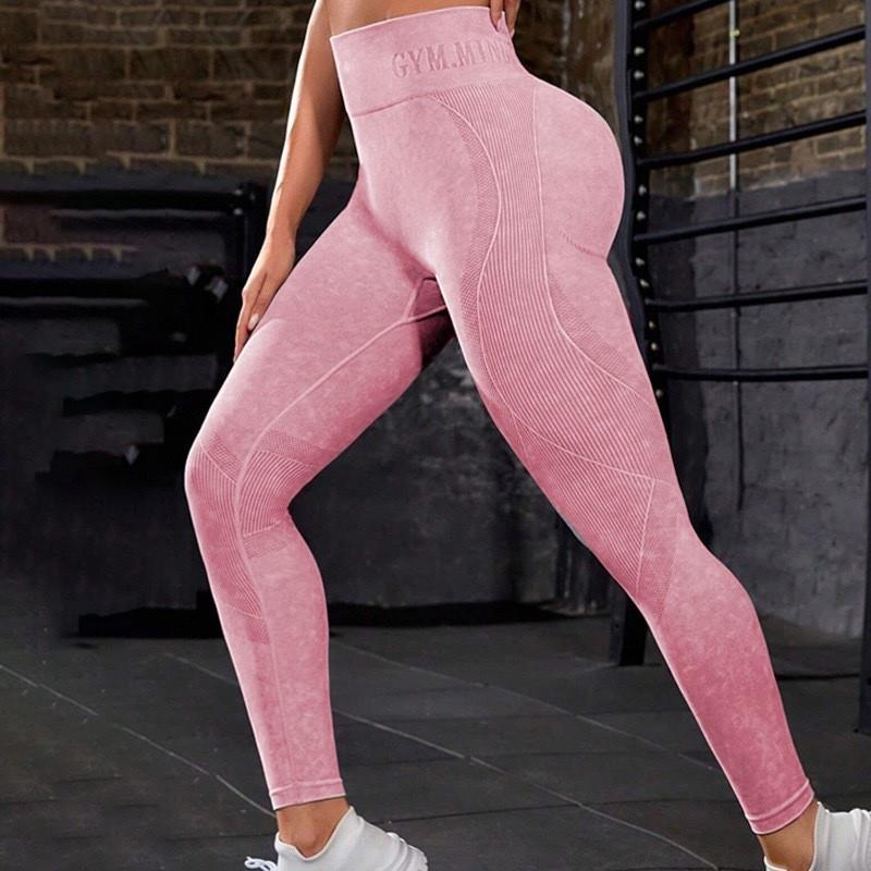High waist hip lift seamless washed frosted yoga pants