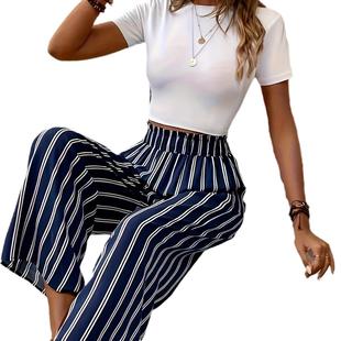 casual wide-leg loose pants loose high straight womens long