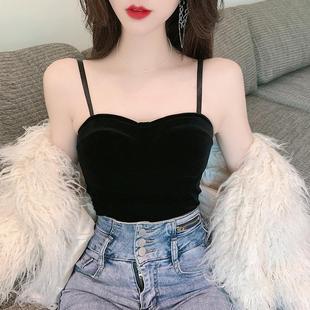 Velvet camisole with built-in chest pad for women to wear