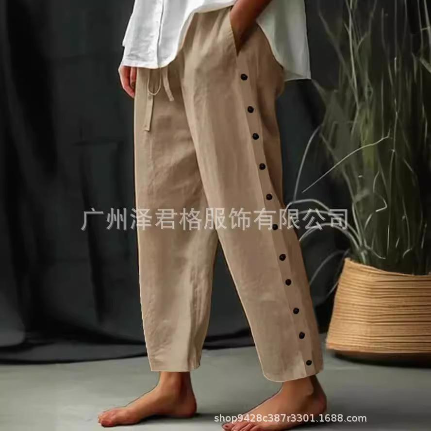 Womens Fashion Lace-up Slim Fit Button-up Pocket Cotton