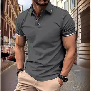 sleeved lapel cultural short shirts tone Mens two