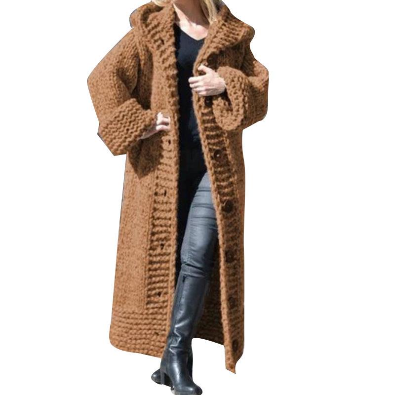 color hooded single solid coat cardigan breasted Womens