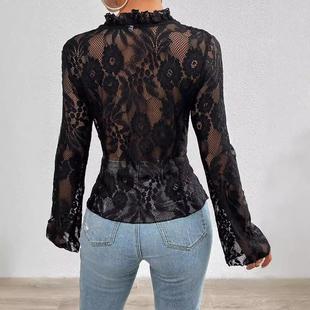 slim cardigan tops lace Womens sleeve fit sexy long