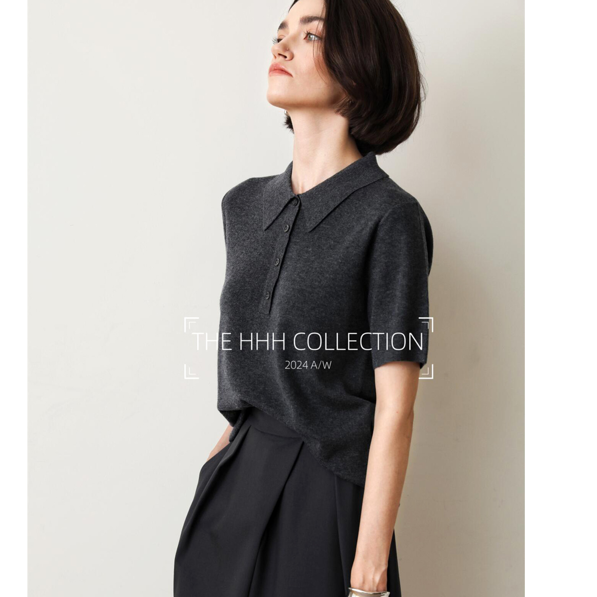 美利奴羊毛宽松短袖针织衫上衣