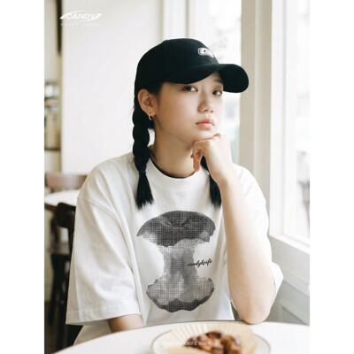 日系像素苹果核重磅纯棉T恤