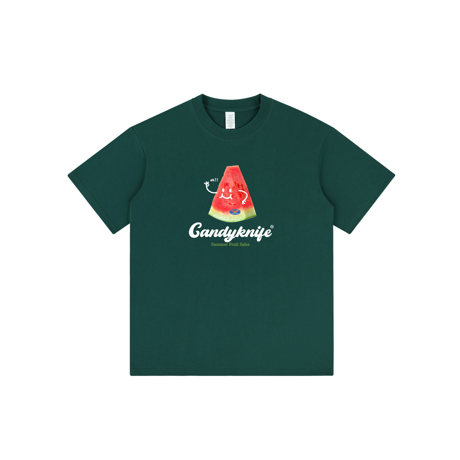 趣味水果系列西瓜印花短袖tee撞色印花休闲透气全棉T恤情侣衫夏