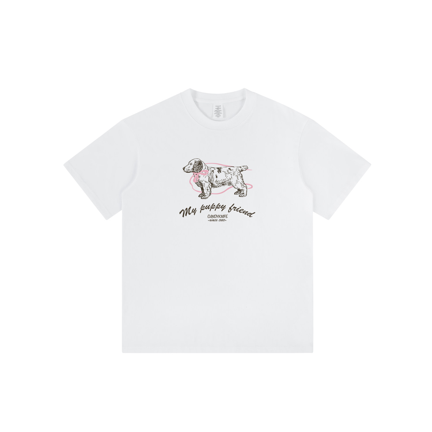 小狗趣味印花圆领短袖T恤女休闲气质显瘦百搭基础上衣打底衫全棉