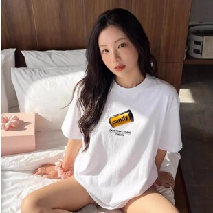CANDY 纯棉3D立体胶卷印花T恤男友oversize KNIFE小众潮酷2026夏季