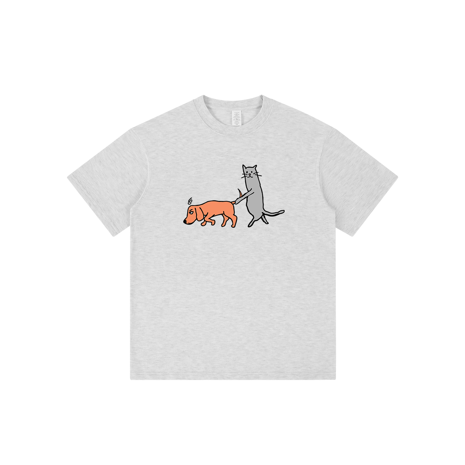 趣味呆萌小狗印花圆领T恤女2025新款潮流春夏休闲百搭纯棉短袖