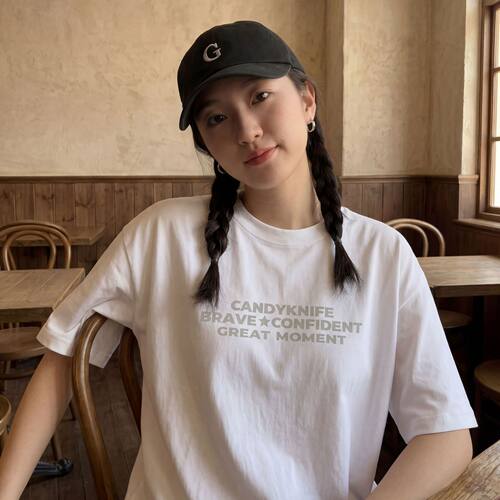 小众纯棉宽松落肩男女同款T恤