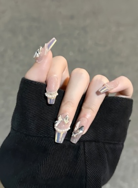 公主风穿戴甲纯手工美甲