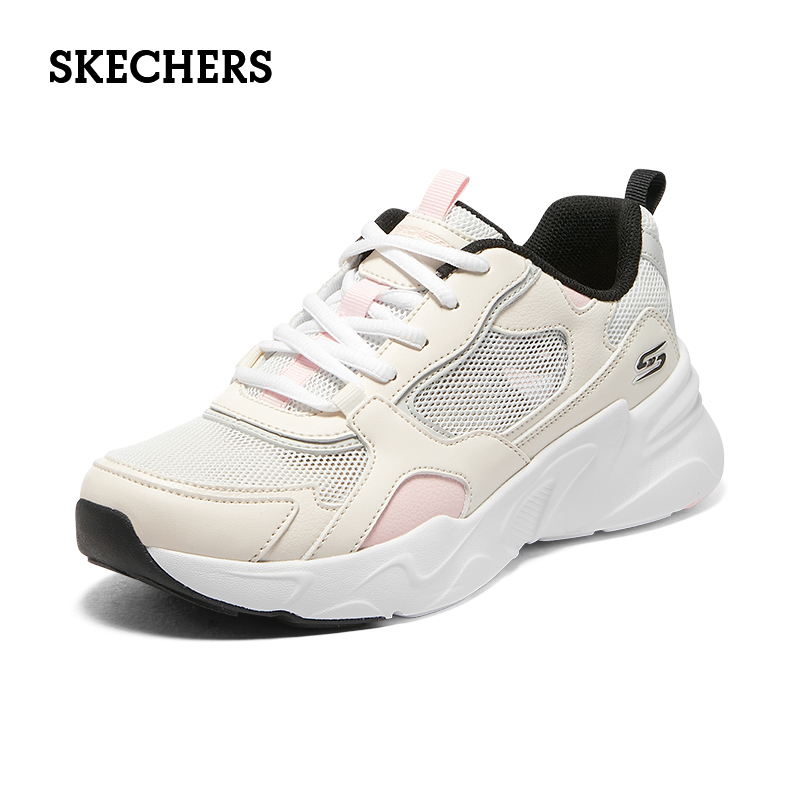 斯凯奇女鞋夏季透气单网面老爹鞋休闲运动轻便厚底小白鞋跑步鞋