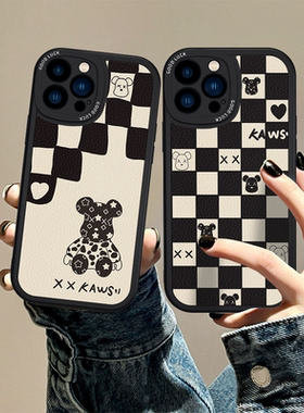 暴力熊适用苹果15手机壳14小羊皮13硅胶12保护软套11超薄Pro防摔max女新款plus外壳mini卡通se23创意iPhone