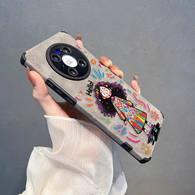 翻毛皮华为卡通手机壳