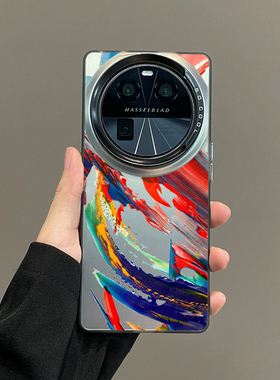 油画泼墨适用oppofindx8手机壳x7ultra保护套findx6彩银imd硅胶x6pro超薄findx5全包x5pro防摔男新款创意卡通