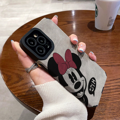 翻毛皮适用苹果卡通手机壳