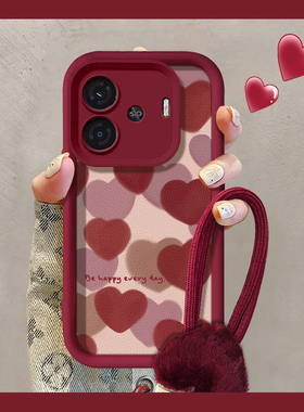 开心爱心适用iqooz9turbo+手机壳z8x天眼阶梯z7x硅胶z6x保护软套z5全包z3防摔z1镜头z1x女z5i新款z9x红色外壳