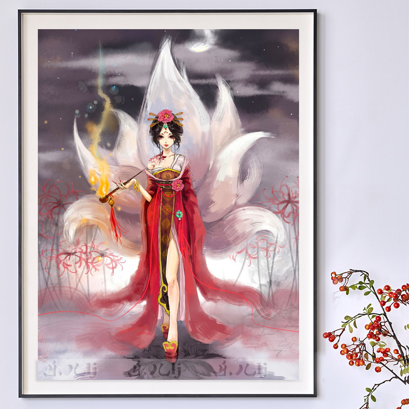 九尾狐十字绣2022新款线绣手工美女人物钻石画卧室贴钻挂画彼岸花,居家布艺,钻石绣,淘宝优惠券,粉丝福利购,淘宝优惠卷