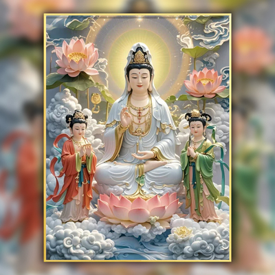 送子观音娘娘十字绣手工线绣客厅满贴砖钻石画现代高级感佛像挂画