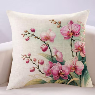 中式复古蝴蝶兰抱枕十字绣2025新款客厅沙发枕套印花满绣兰花手工
