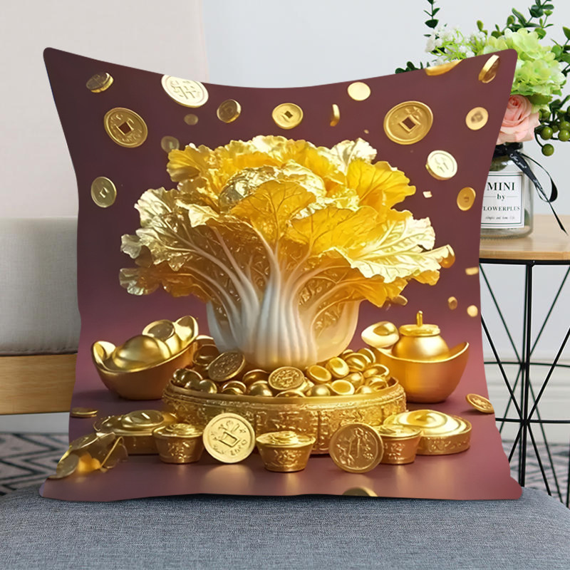 金元宝白菜十字绣手工线绣抱枕2026新款好寓意刺绣招财客厅百财图