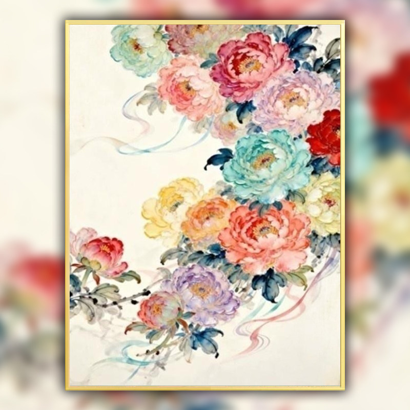 国风牡丹花卉十字绣爆款客厅钻石画2026新款5diy手工自制简单贴钻