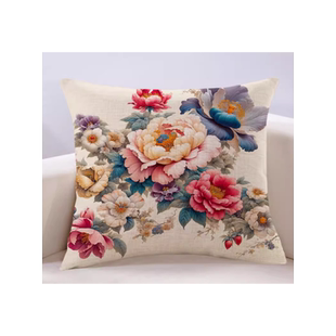 中式复古风牡丹花卉抱枕十字绣自己线绣客厅沙发靠垫枕套印花满绣