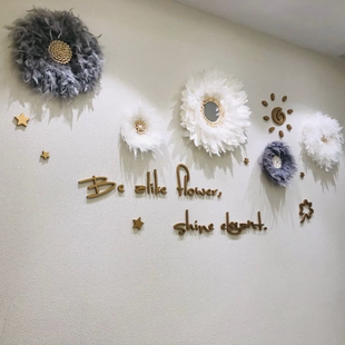 ins轻奢羽毛墙面装饰客厅羽毛花朵壁挂件卧室房间床头墙上挂饰