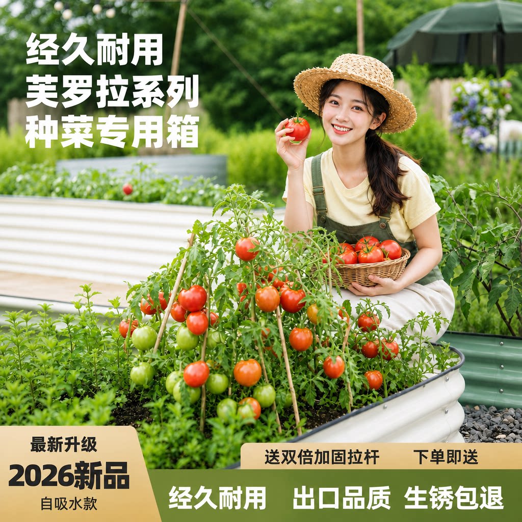 可移动万向轮长方形金属花箱户外种植箱庭院楼顶阳台种菜养花花槽