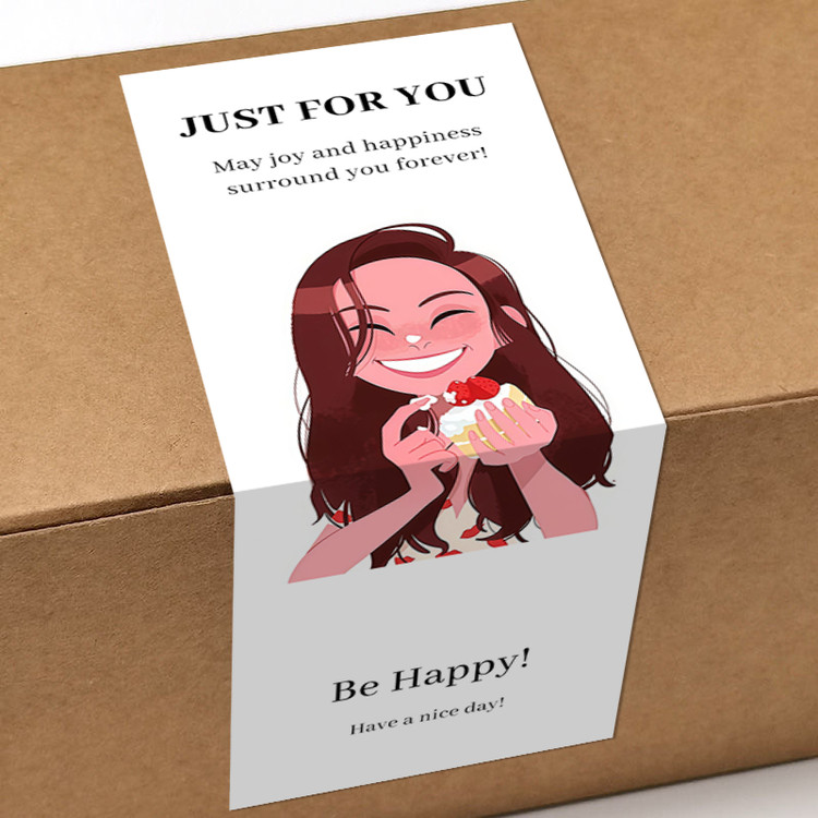 gytz616快乐微笑高级感森系唯美小清晰插画通用不干胶贴纸封口贴