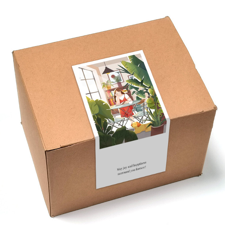 gytz690快乐微笑高级感森系唯美小清晰插画通用不干胶贴纸封口贴