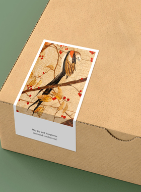 gytz6469中式古风水墨工笔传统绘画通用超大不干胶贴纸定制封口贴