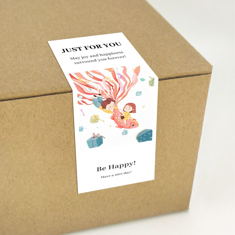 gytz780快乐微笑高级感森系唯美小清晰插画通用不干胶贴纸封口贴