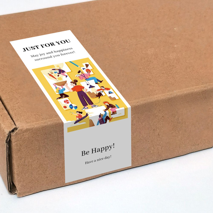 gytz800快乐微笑高级感森系唯美小清晰插画通用不干胶贴纸封口贴