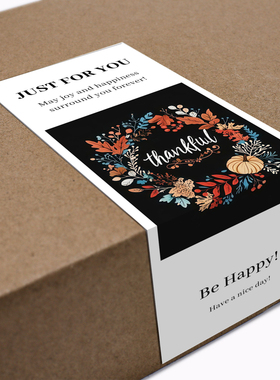 gytz4930跨境感恩节通用迷你超大不干胶贴纸定制封口贴空白可手写