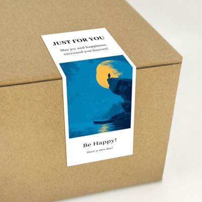 gytz7738旭日东升夕阳晚霞山水鎏金大海金色太阳不干胶贴纸封口贴