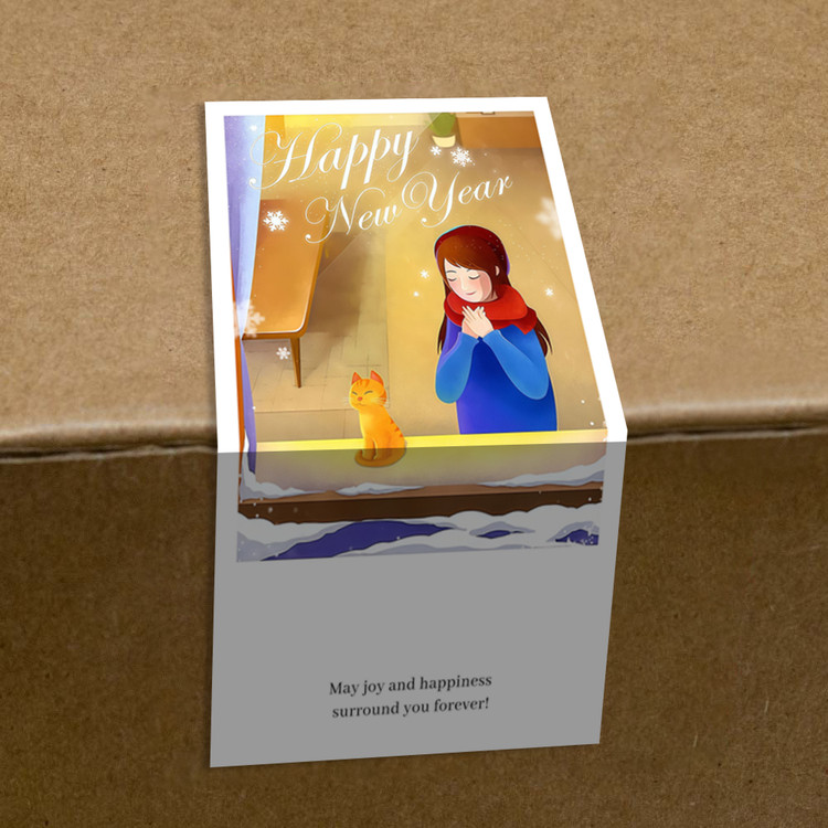 gytz5144新年通用迷你超大不干胶贴纸定制封口贴空白可手写包装贴