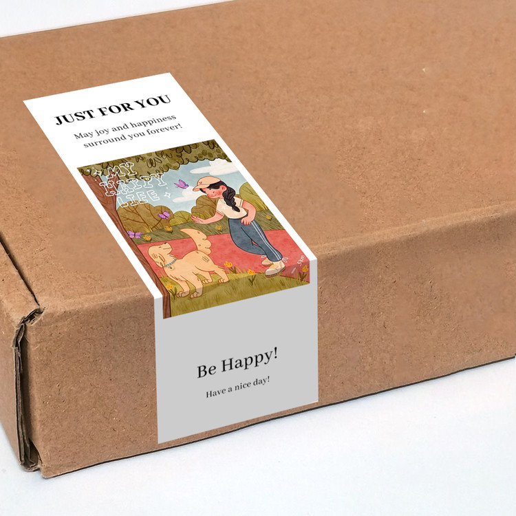 gytz795快乐微笑高级感森系唯美小清晰插画通用不干胶贴纸封口贴