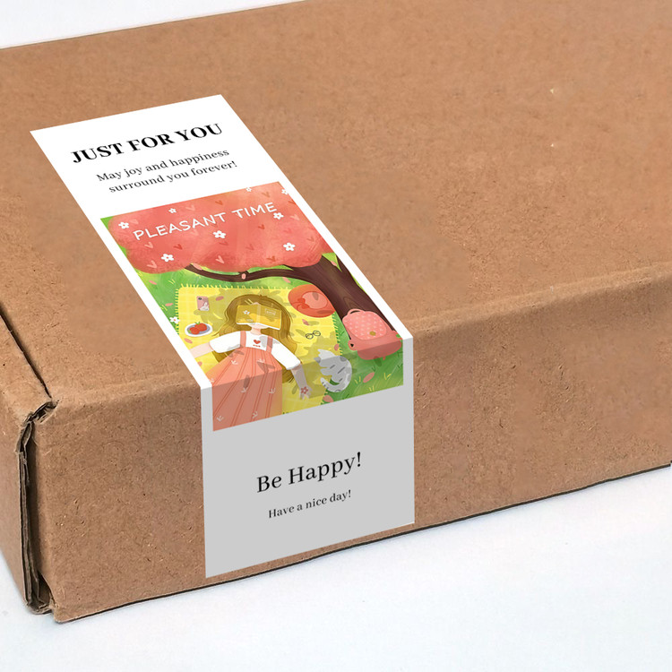 gytz796快乐微笑高级感森系唯美小清晰插画通用不干胶贴纸封口贴