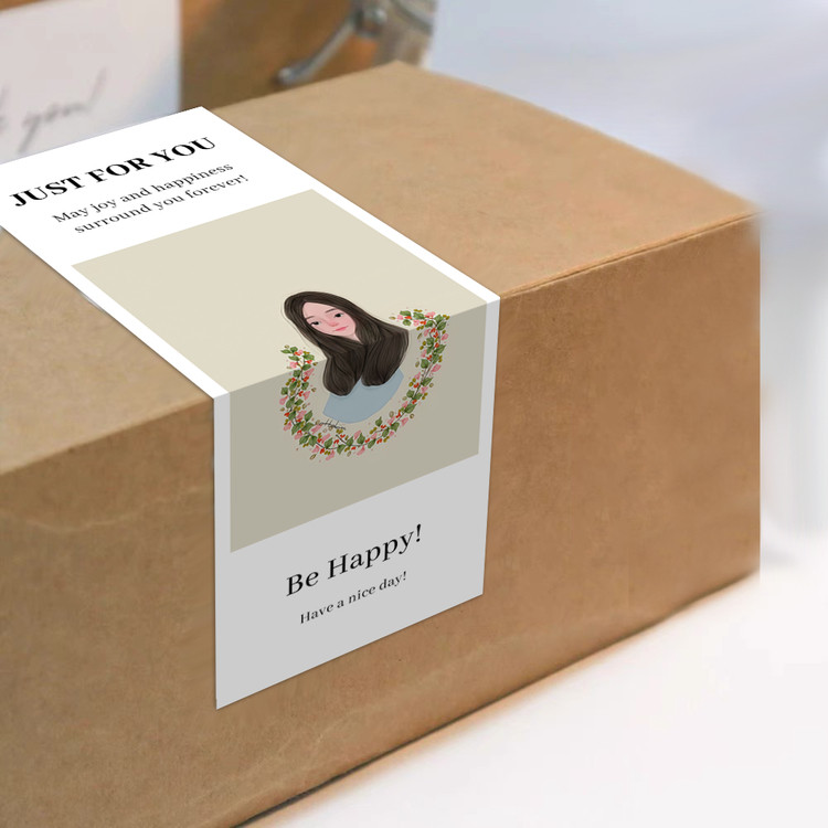 gytz618快乐微笑高级感森系唯美小清晰插画通用不干胶贴纸封口贴