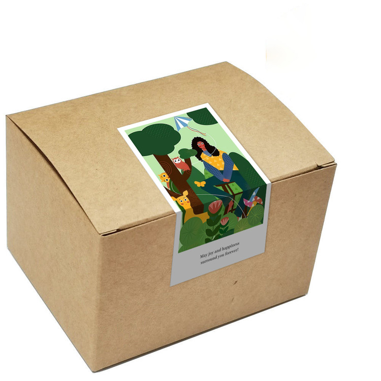 gytz499快乐微笑高级感森系唯美小清晰插画通用不干胶贴纸封口贴