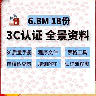 3C认证全景资料 质量手册程序文件表格工具培训PPT内审检查表CCC
