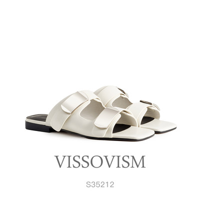 VISSOVISM方头露趾平底外穿拖鞋凉鞋  S35212